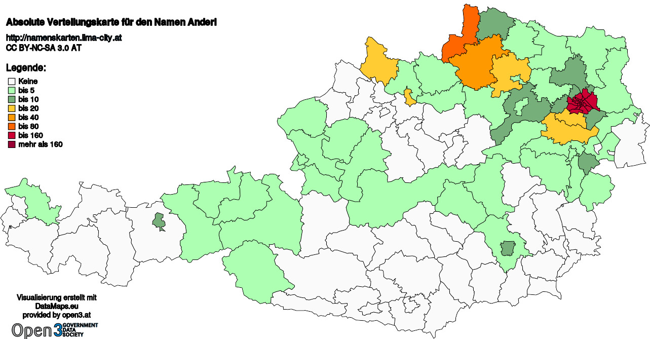 Absolute Verteilungskarten Nachnamen Anderl