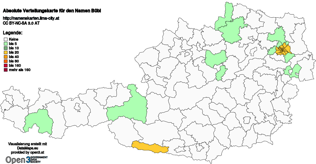 Absolute Verteilungskarten Nachnamen Bübl