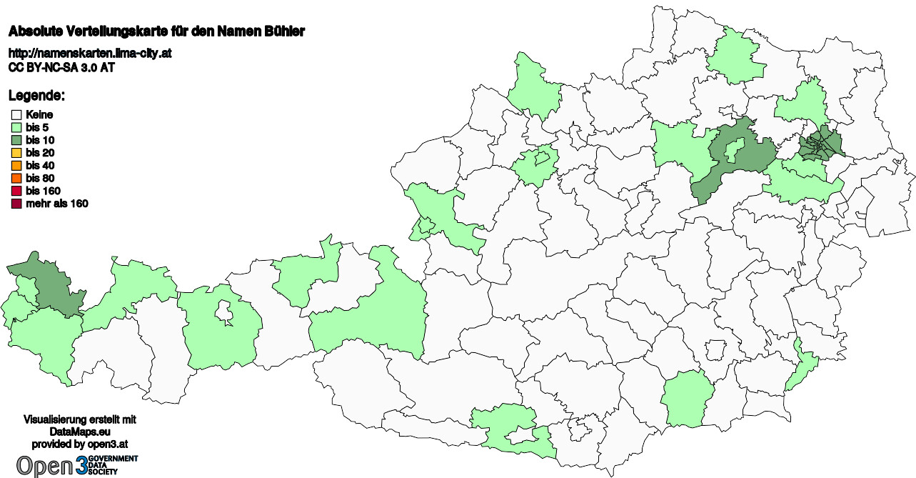 Absolute Verteilungskarten Nachnamen Bühler