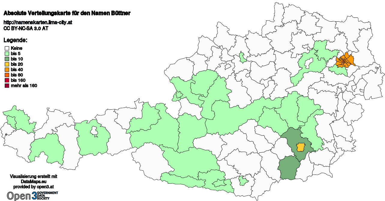 Absolute Verteilungskarten Nachnamen Büttner