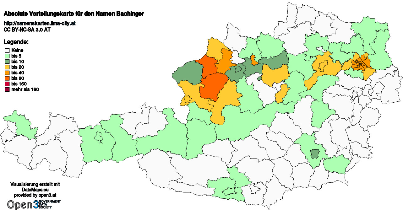 Absolute Verteilungskarten Nachnamen Bachinger