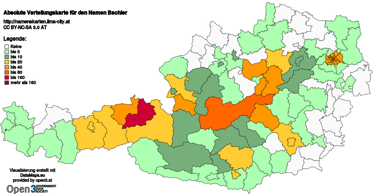 Absolute Verteilungskarten Nachnamen Bachler