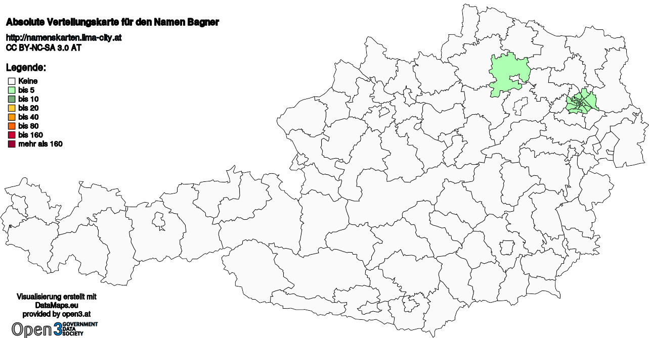 Absolute Verteilungskarten Nachnamen Bagner