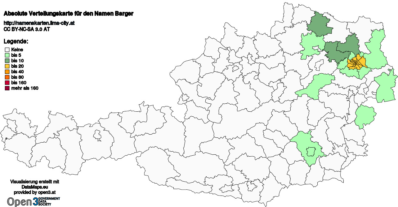 Absolute Verteilungskarten Nachnamen Barger