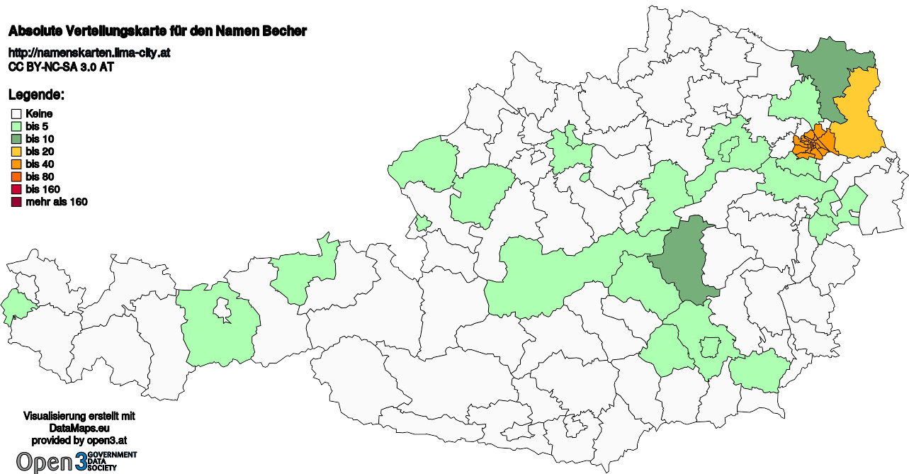 Absolute Verteilungskarten Nachnamen Becher