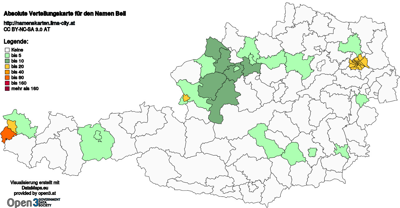 Absolute Verteilungskarten Nachnamen Bell