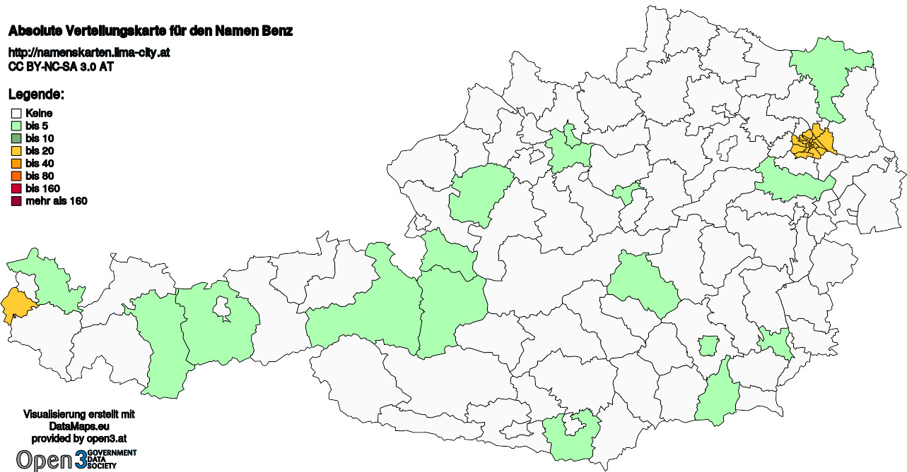 Absolute Verteilungskarten Nachnamen Benz