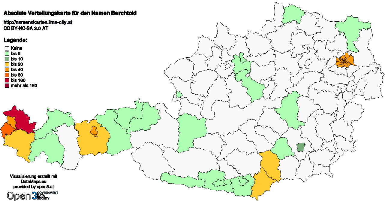 Absolute Verteilungskarten Nachnamen Berchtold