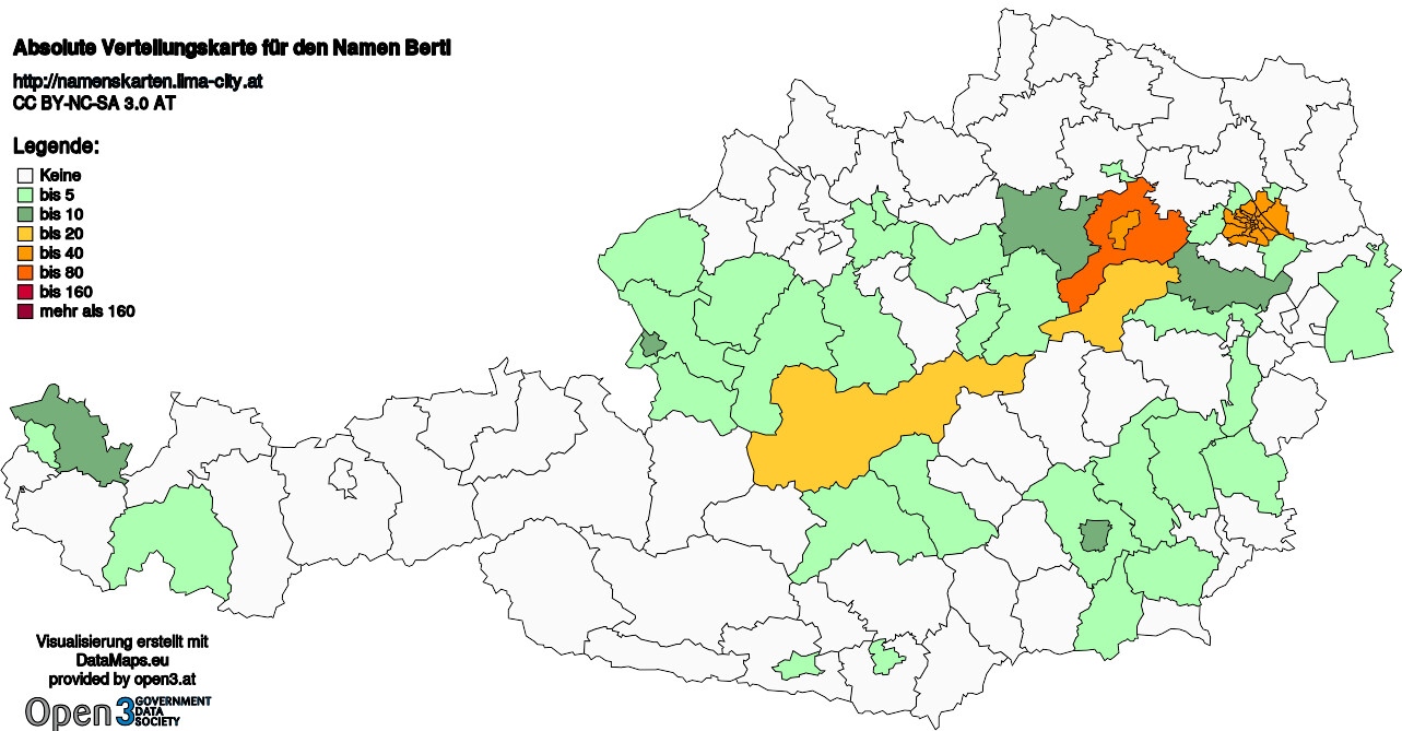 Absolute Verteilungskarten Nachnamen Bertl