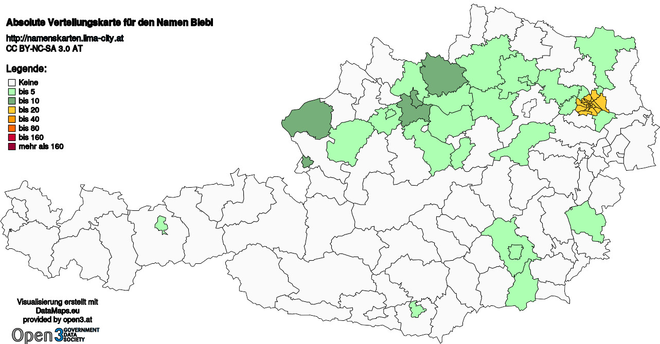 Absolute Verteilungskarten Nachnamen Biebl