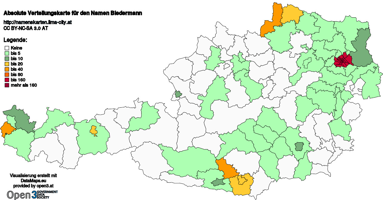 Absolute Verteilungskarten Nachnamen Biedermann