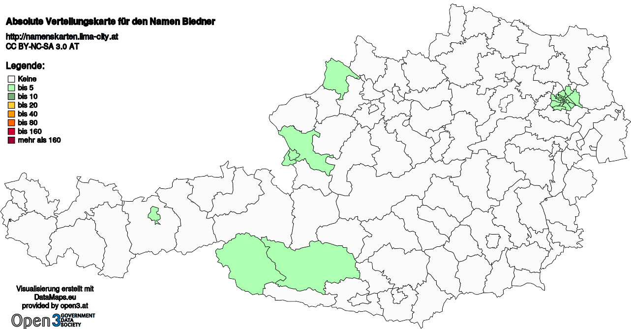 Absolute Verteilungskarten Nachnamen Biedner