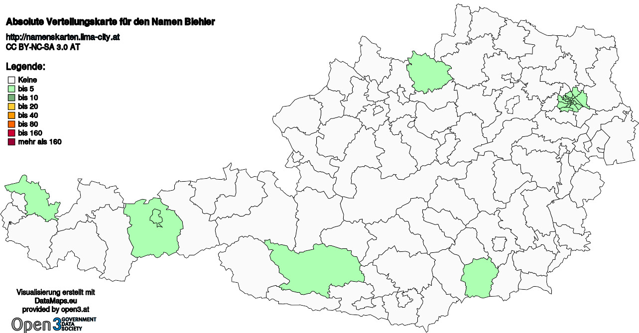 Absolute Verteilungskarten Nachnamen Biehler