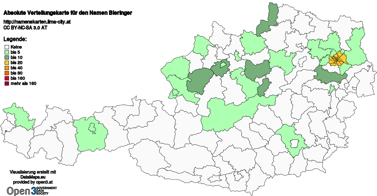 Absolute Verteilungskarten Nachnamen Bieringer