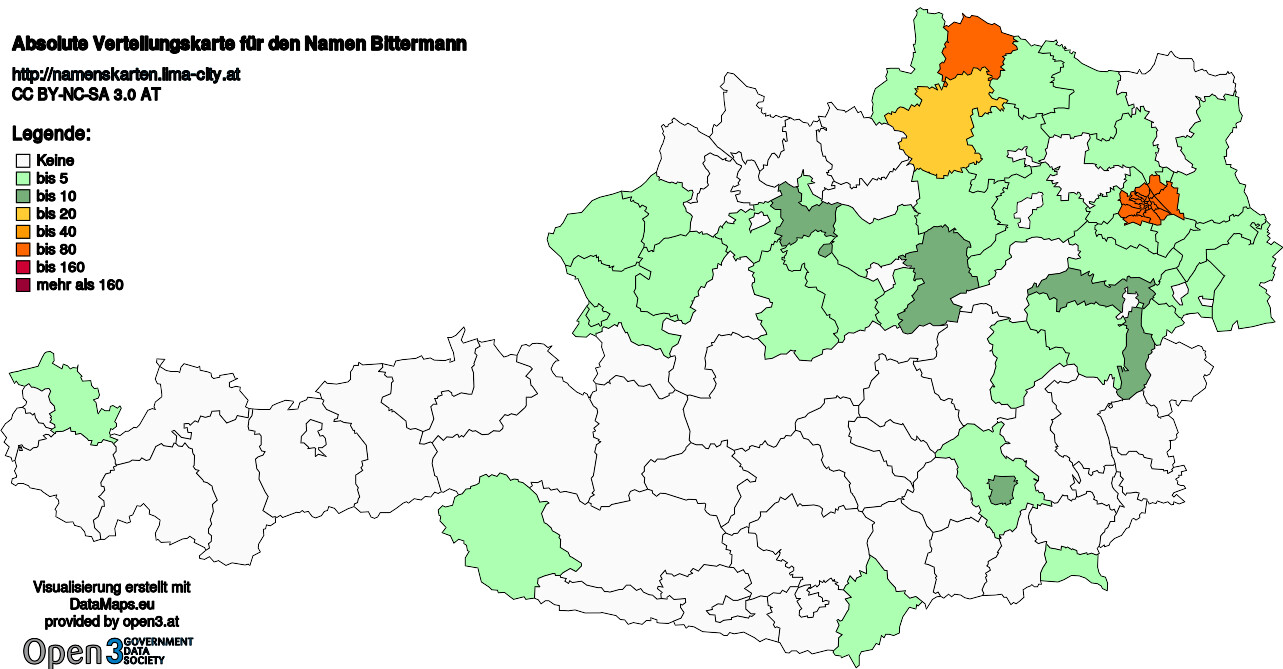 Absolute Verteilungskarten Nachnamen Bittermann