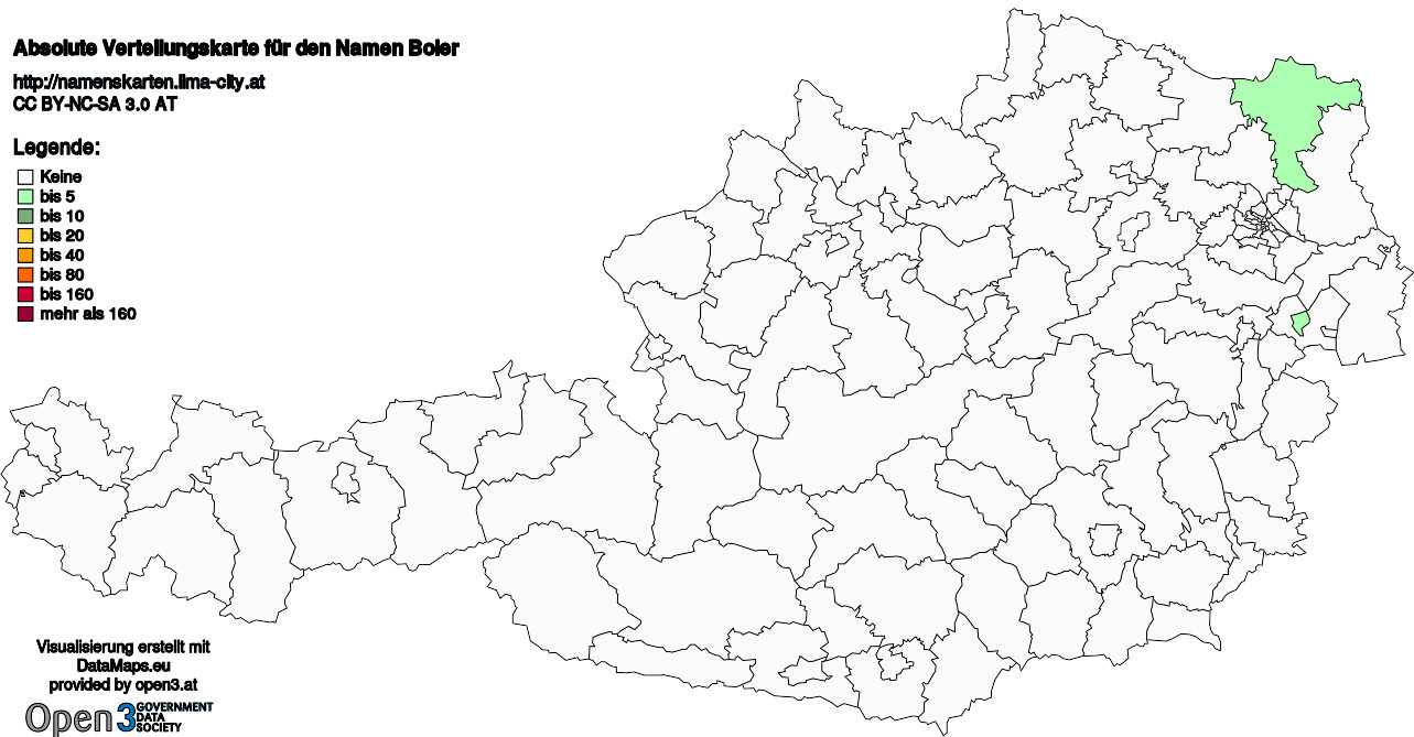 Absolute Verteilungskarten Nachnamen Boier