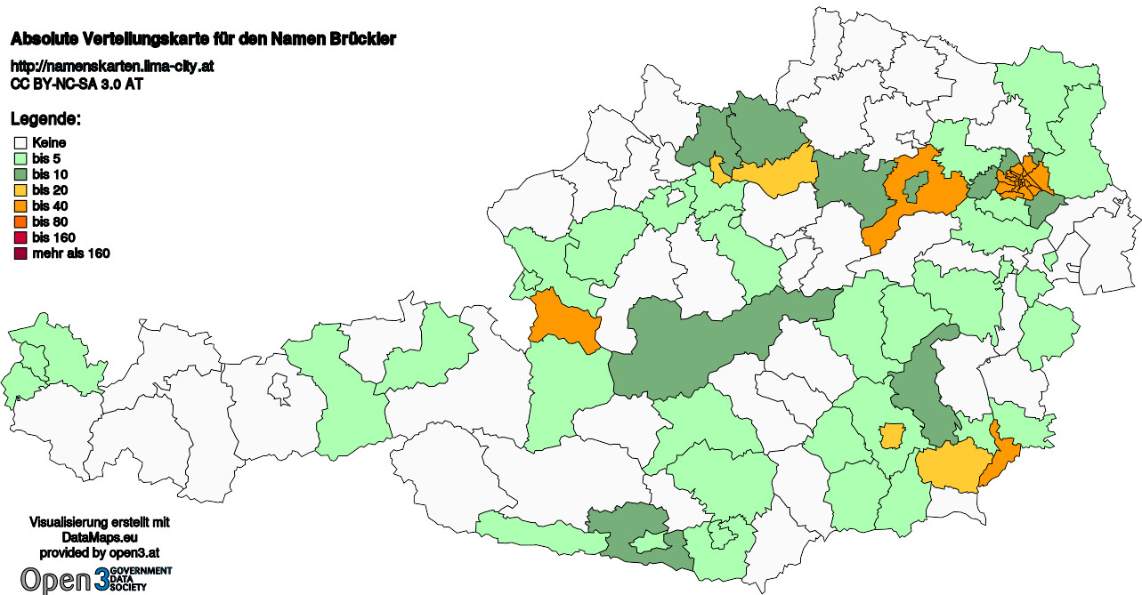 Absolute Verteilungskarten Nachnamen Brückler