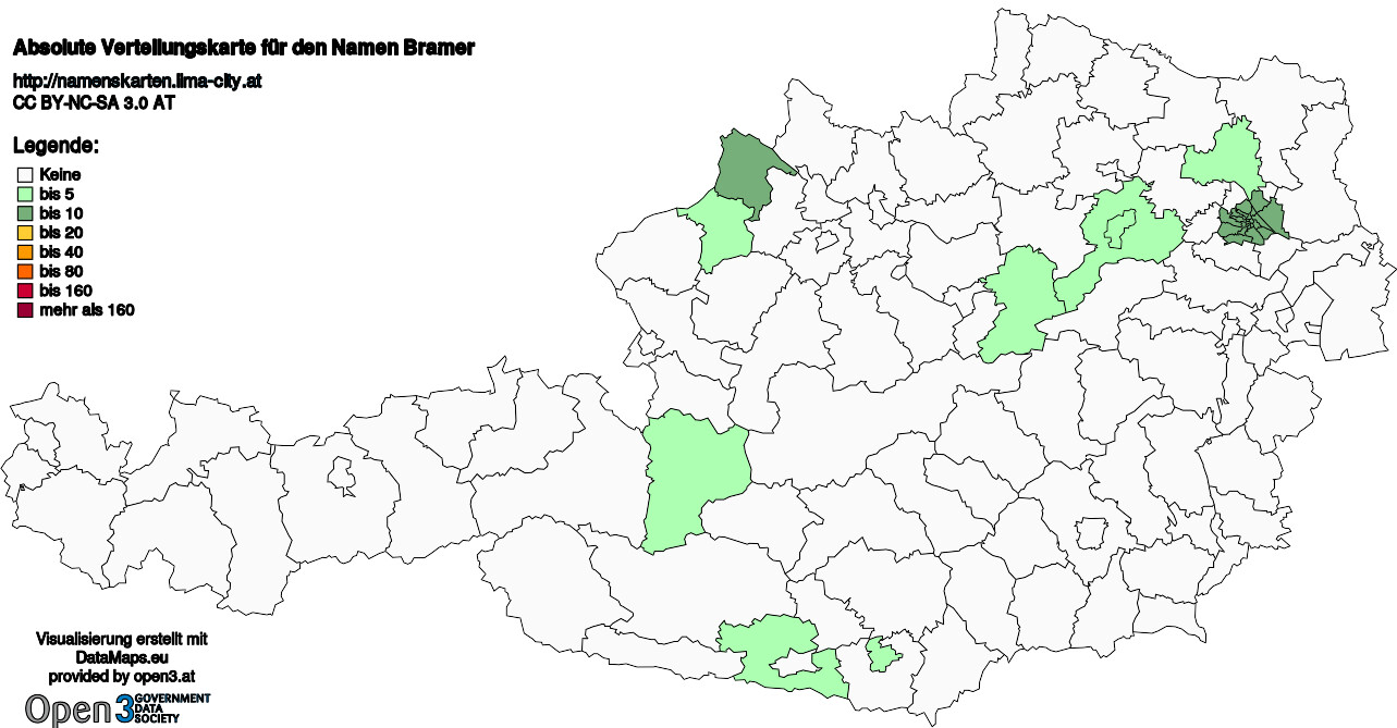 Absolute Verteilungskarten Nachnamen Bramer