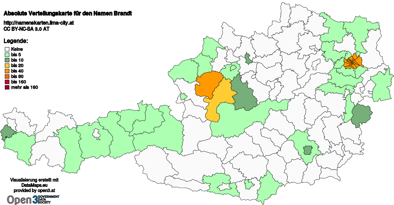 Absolute Verteilungskarten Nachnamen Brandt