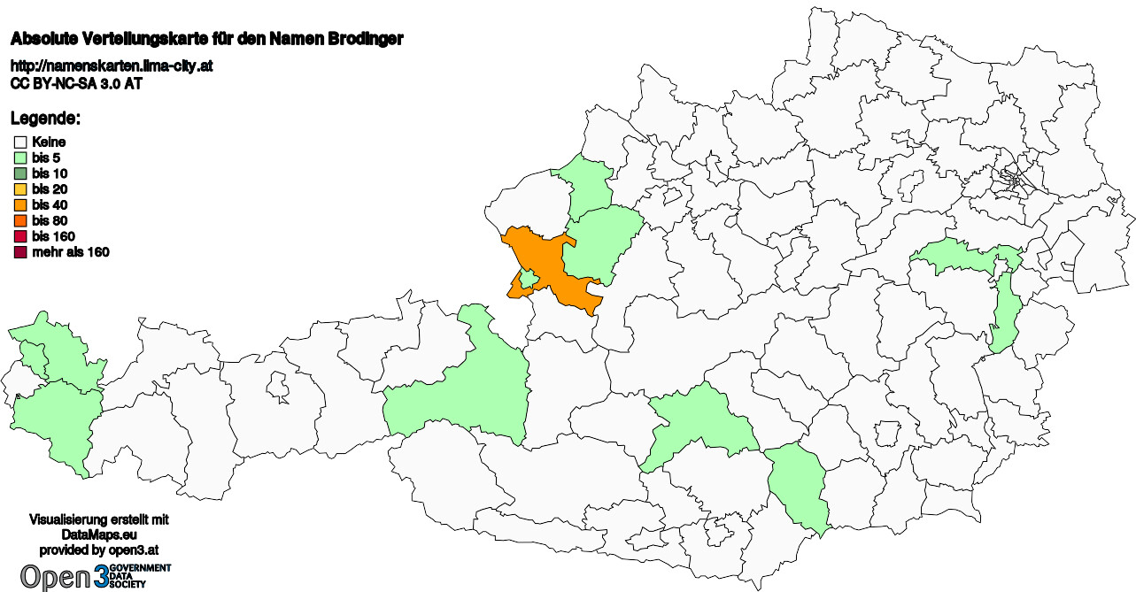 Absolute Verteilungskarten Nachnamen Brodinger