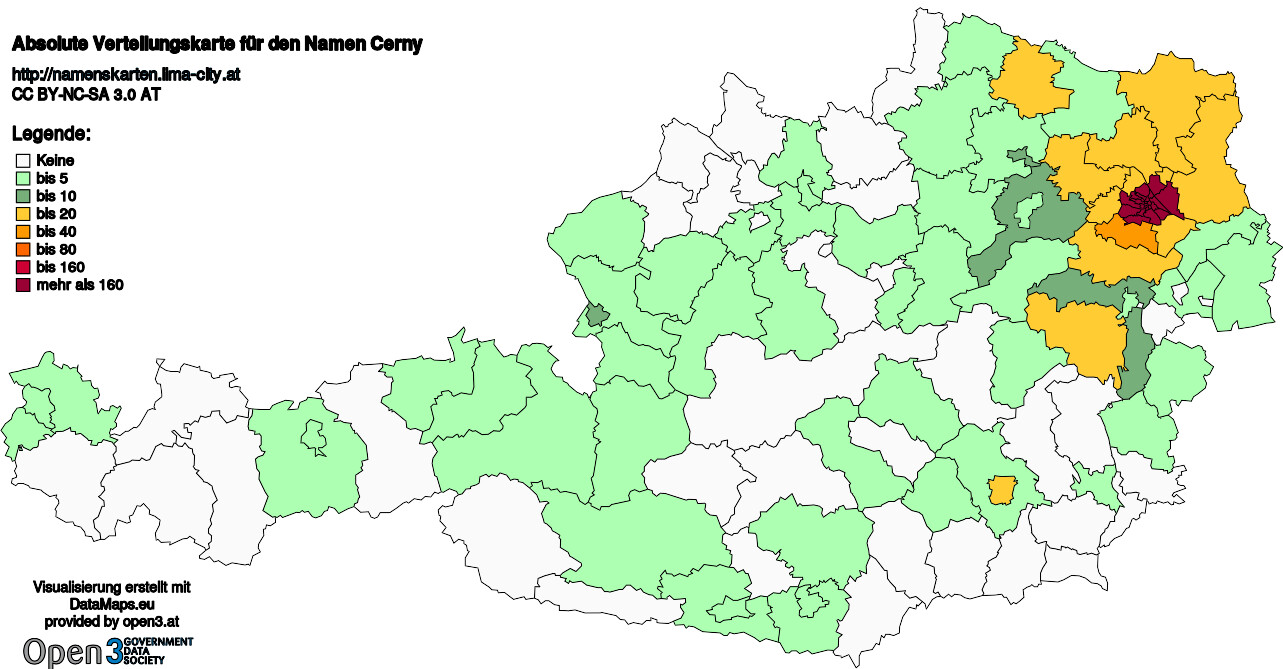 Absolute Verteilungskarten Nachnamen Cerny