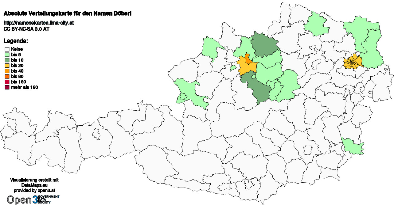 Absolute Verteilungskarten Nachnamen Döberl