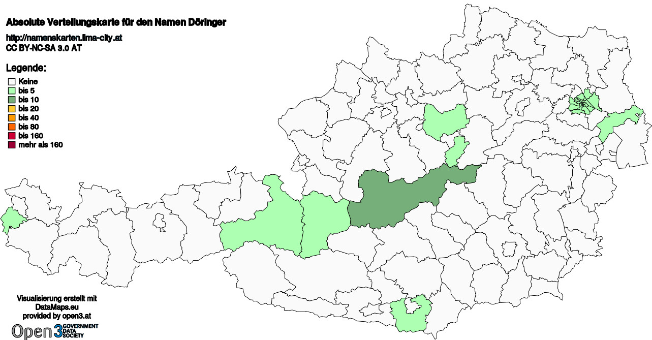 Absolute Verteilungskarten Nachnamen Döringer