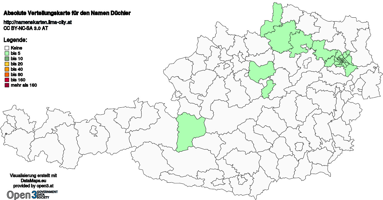 Absolute Verteilungskarten Nachnamen Düchler