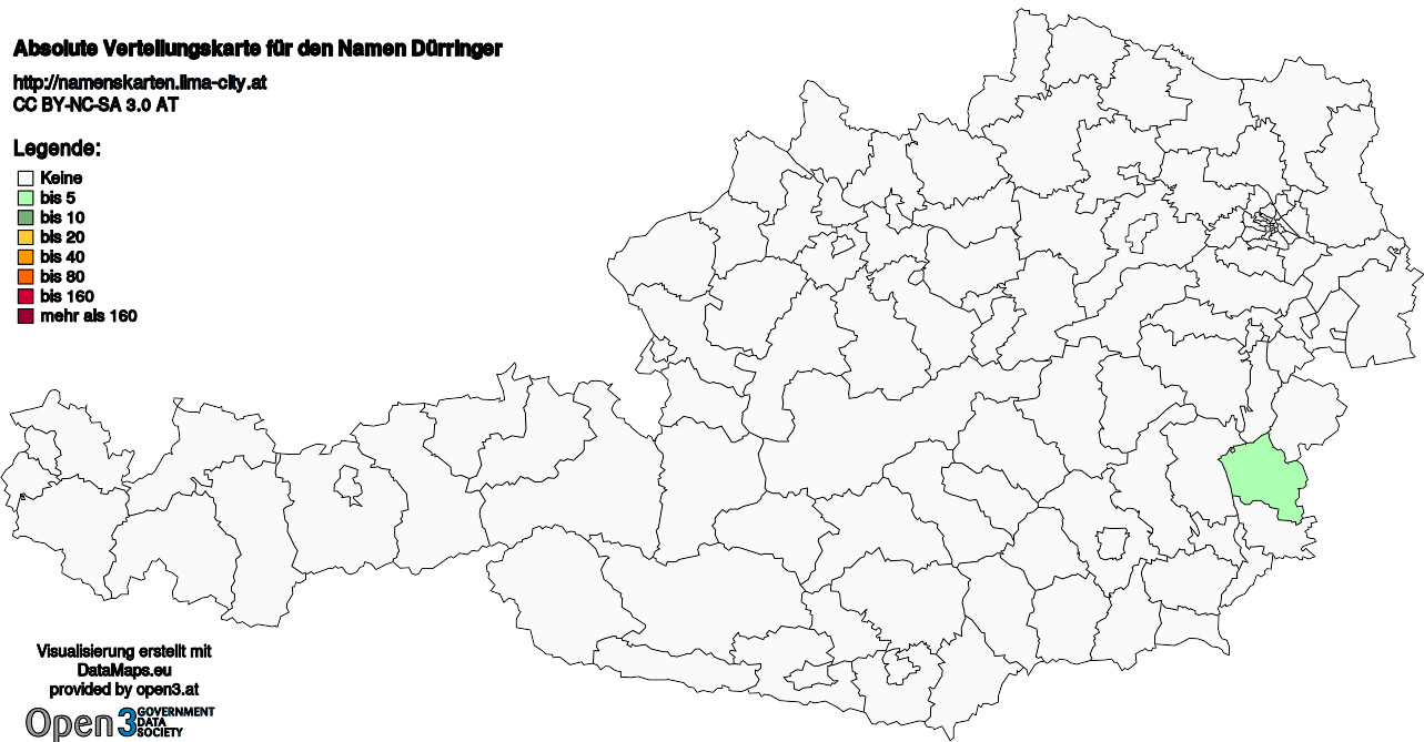 Absolute Verteilungskarten Nachnamen Dürringer