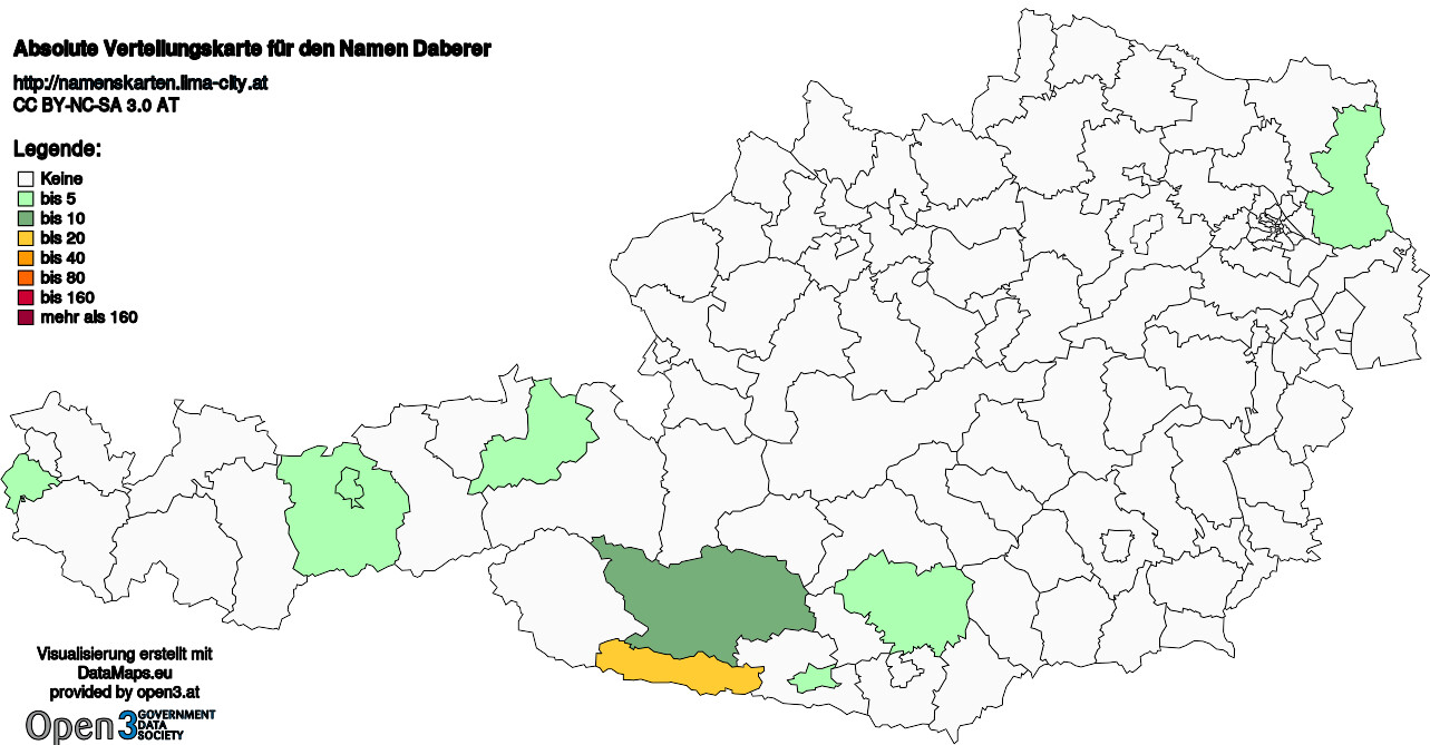 Absolute Verteilungskarten Nachnamen Daberer