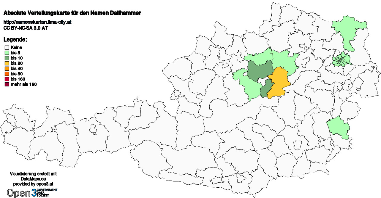 Absolute Verteilungskarten Nachnamen Dallhammer