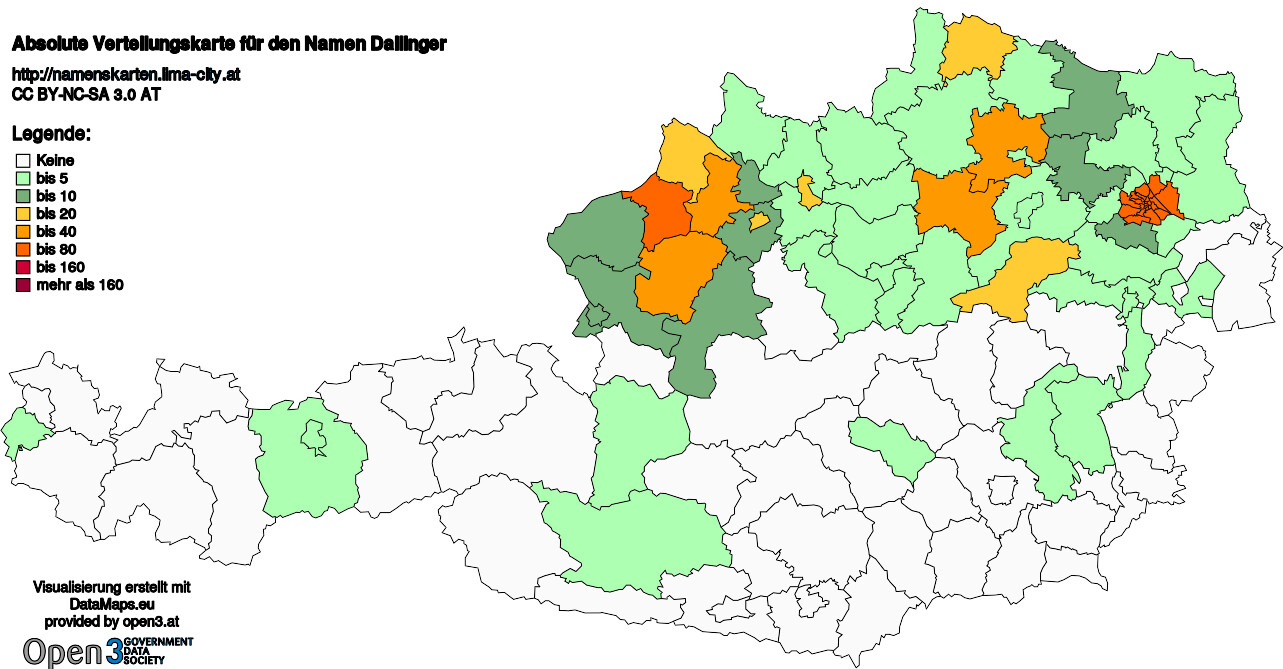 Absolute Verteilungskarten Nachnamen Dallinger