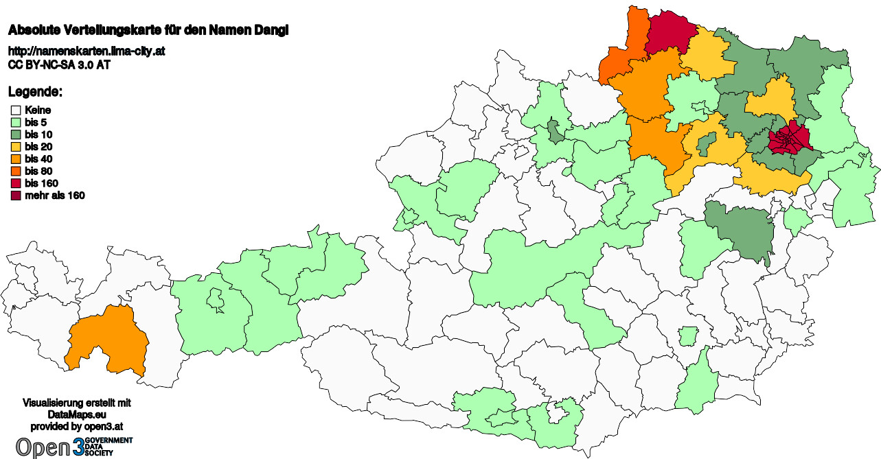 Absolute Verteilungskarten Nachnamen Dangl