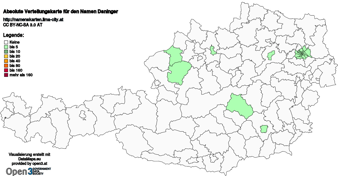 Absolute Verteilungskarten Nachnamen Daninger