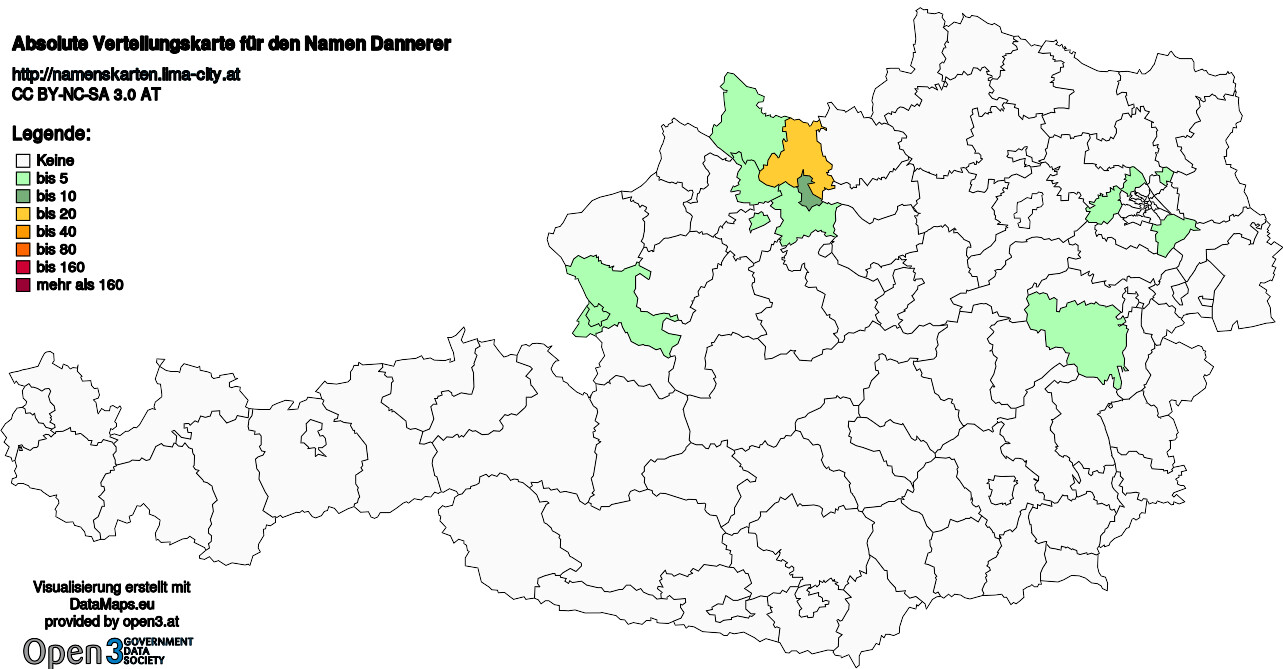 Absolute Verteilungskarten Nachnamen Dannerer