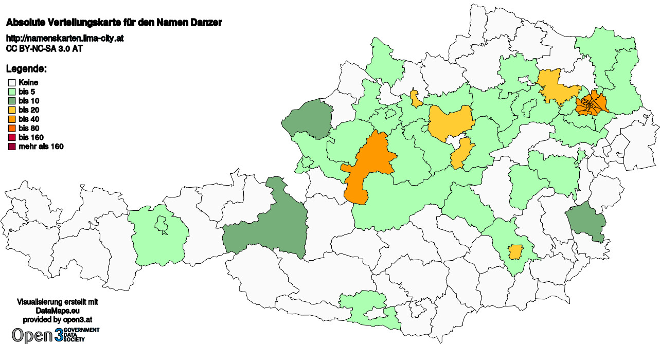 Absolute Verteilungskarten Nachnamen Danzer