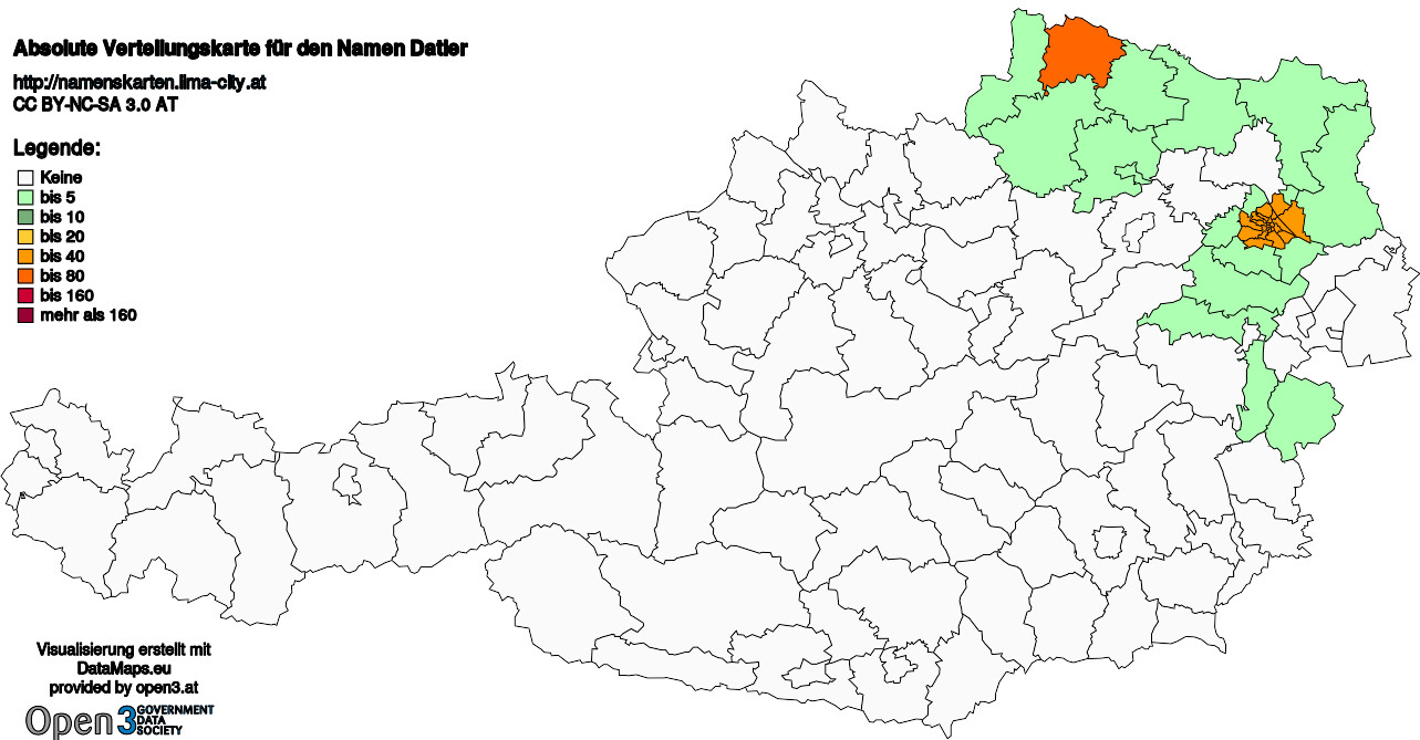 Absolute Verteilungskarten Nachnamen Datler