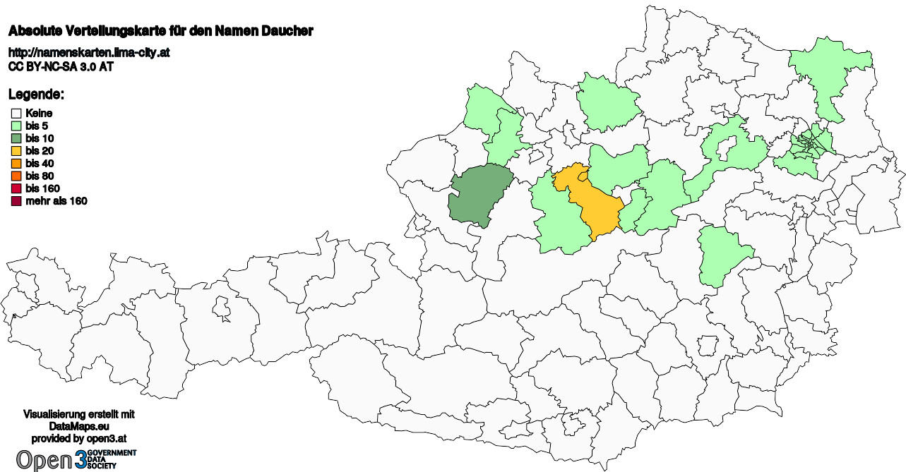 Absolute Verteilungskarten Nachnamen Daucher