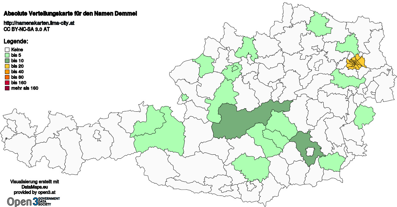 Absolute Verteilungskarten Nachnamen Demmel