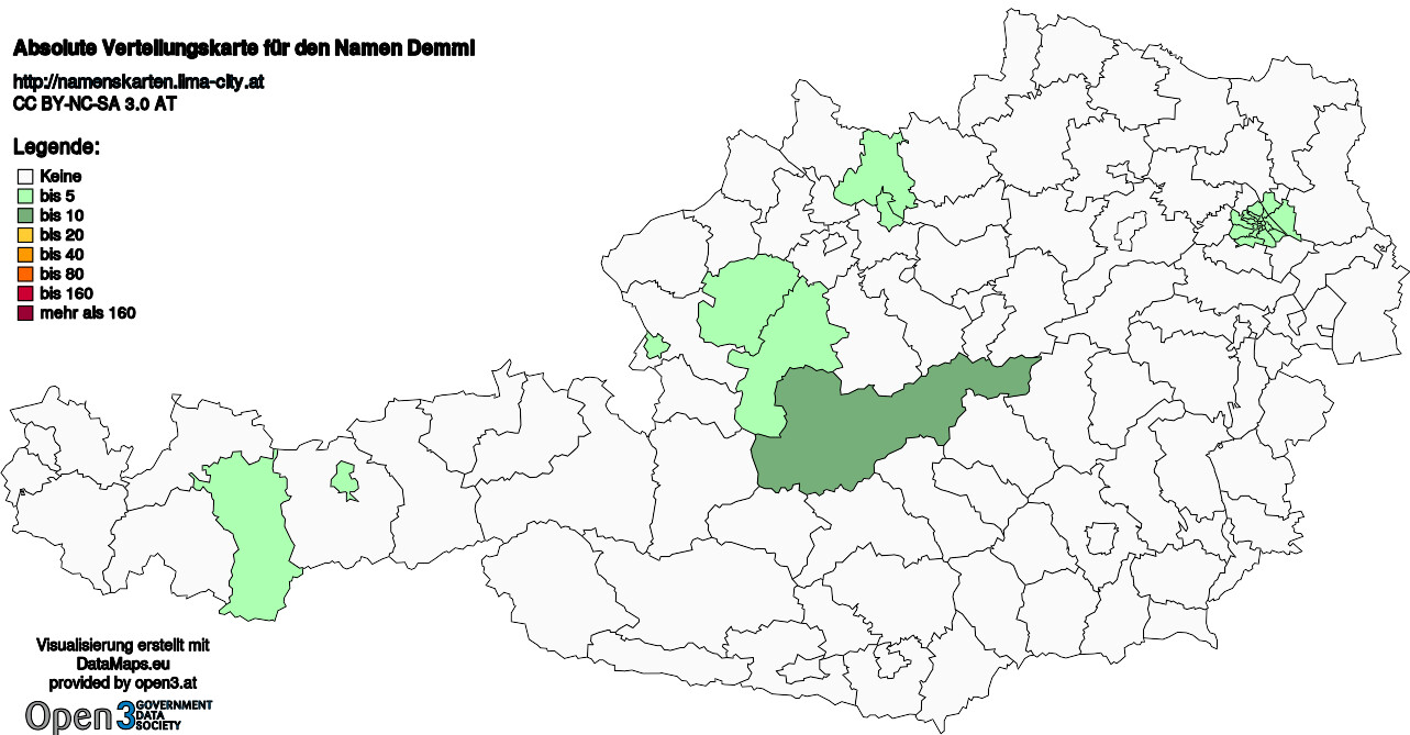 Absolute Verteilungskarten Nachnamen Demml