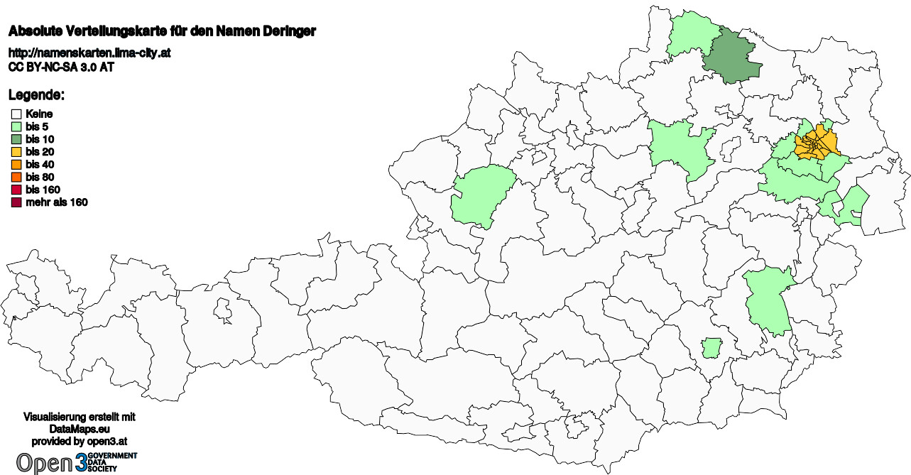 Absolute Verteilungskarten Nachnamen Deringer