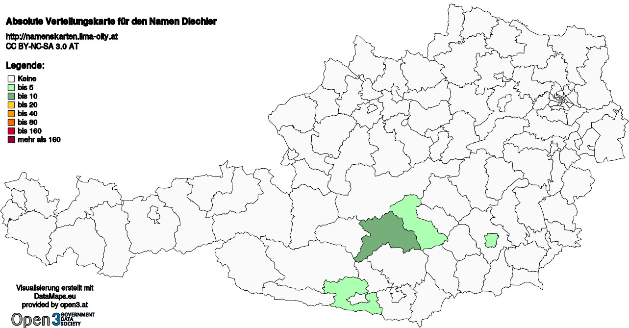 Absolute Verteilungskarten Nachnamen Diechler