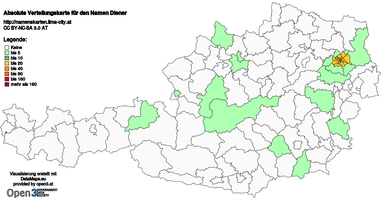 Absolute Verteilungskarten Nachnamen Diener