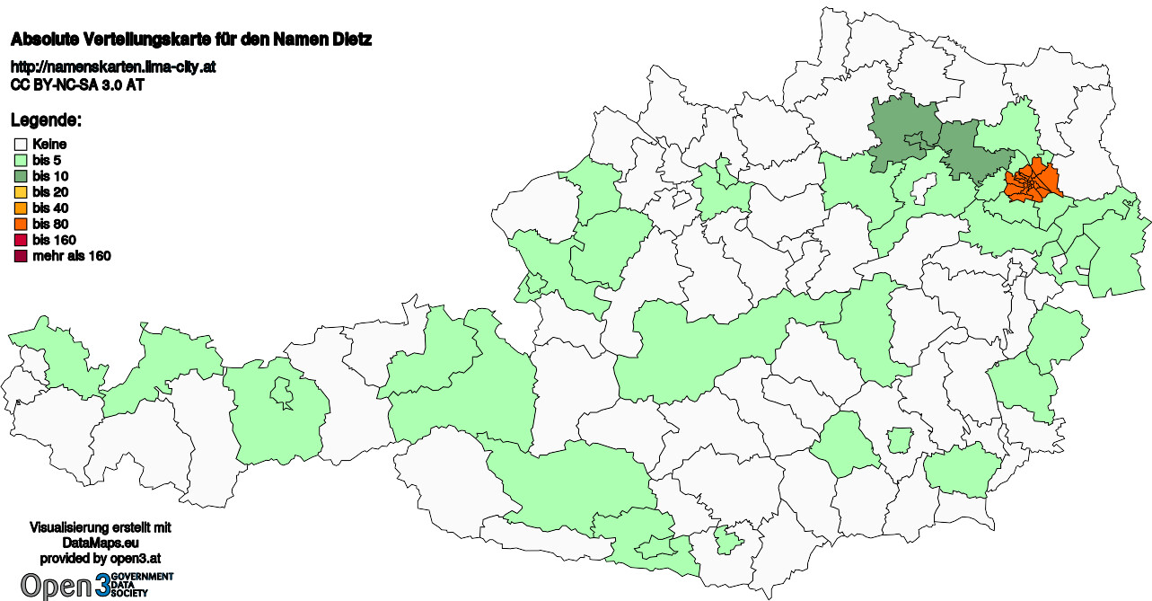 Absolute Verteilungskarten Nachnamen Dietz