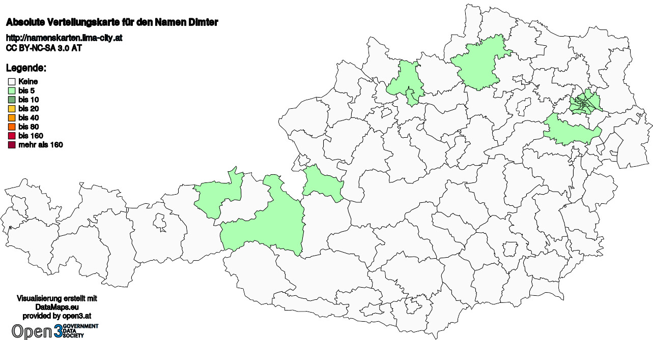 Absolute Verteilungskarten Nachnamen Dimter