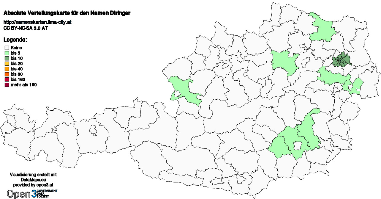 Absolute Verteilungskarten Nachnamen Diringer