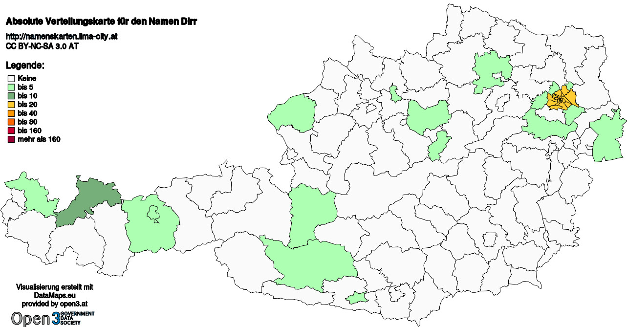 Absolute Verteilungskarten Nachnamen Dirr