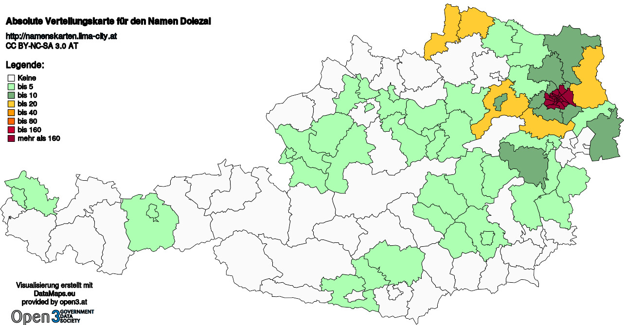 Absolute Verteilungskarten Nachnamen Dolezal