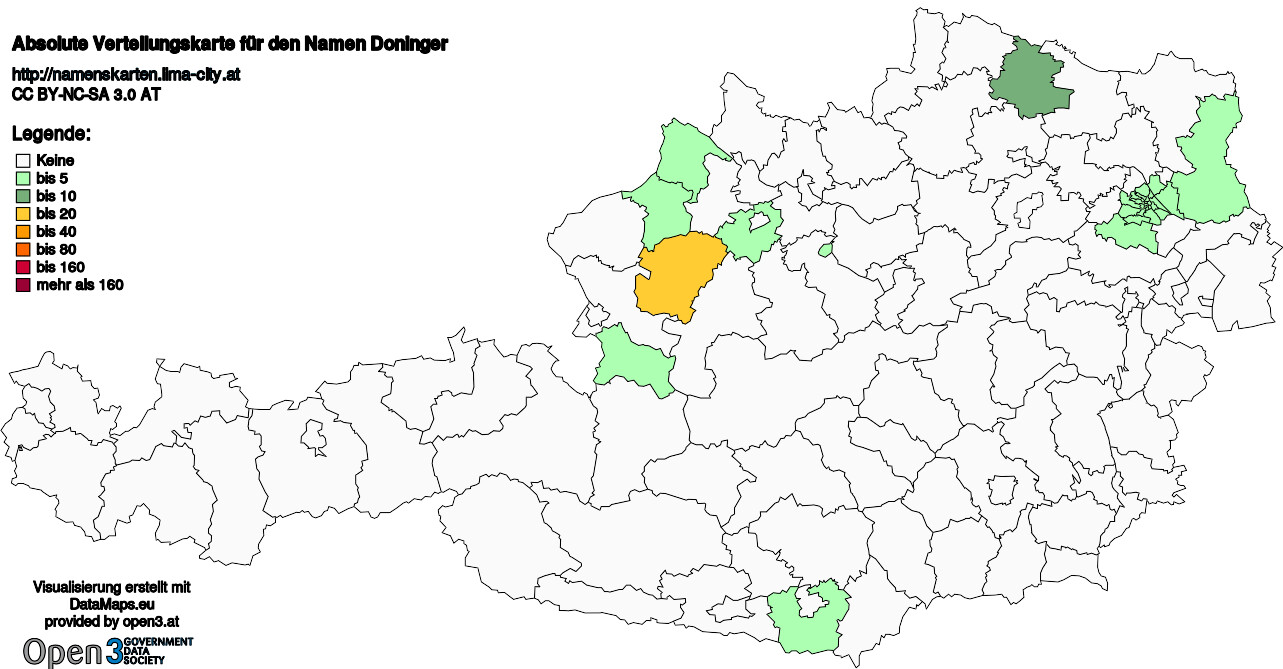 Absolute Verteilungskarten Nachnamen Doninger