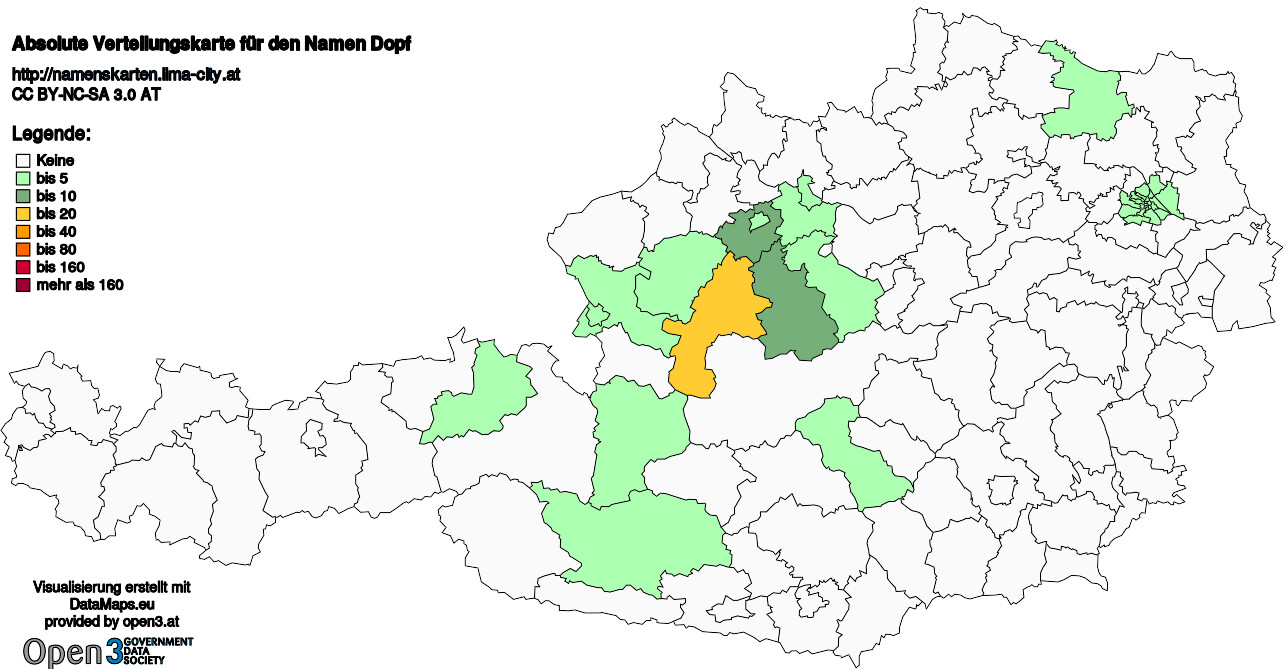 Absolute Verteilungskarten Nachnamen Dopf